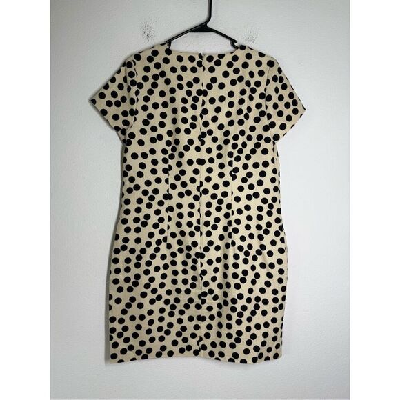 J. Crew Dress Black & Cream Classic Polka Dot Sheath Dress Size 6 Cotton Blend - Picture 3 of 10